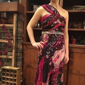 Floral Pink One Shoulder Prom Dress!